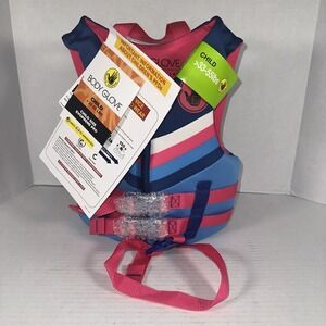 Body Glove Evoprene PFD Child Life Jacket Vest‎ 33-55 lbs Girl Pink Blue Stripe